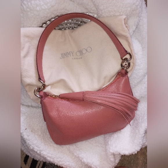 JIMMY CHOO, NWT;RETAILS $850; POWDER PINK W/ OVERSIZED TASSEL;GORGEOUS - Picture 3 of 10